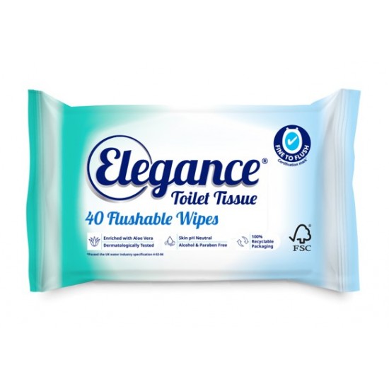 Elegance Flushable Toilet Tissue Wipes 40's Hampdens Wholesale